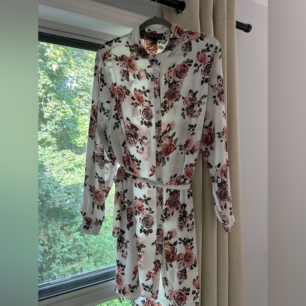 Forever 21 Plus Floral Dress with Pink and Black Roses
